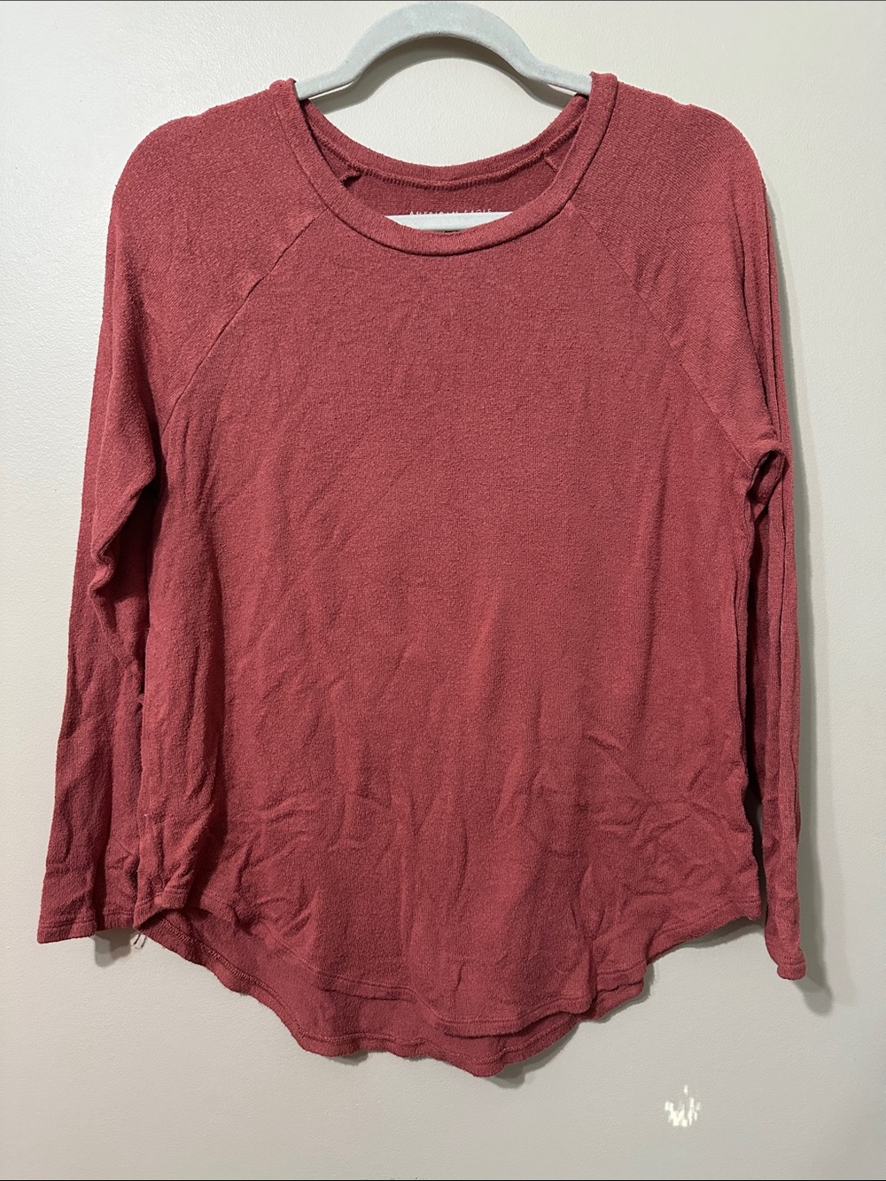 American Eagle Outfitters Long-Sleeve Crewneck Top - Burnt Orange